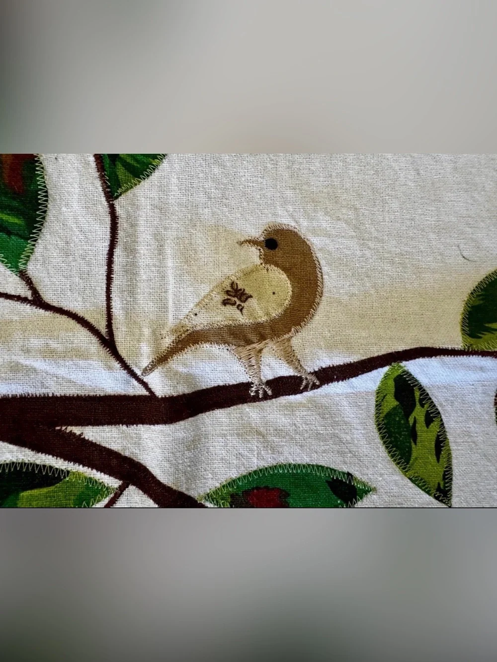 NWOT Hand embroidered 2 tea towels hand stitched kitchen birds guest linens